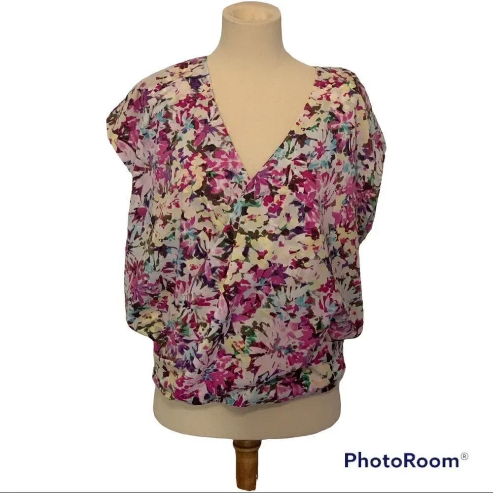 CAbi Eden Floral wrap blouse Medium